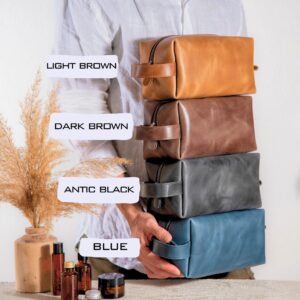 Leather Toiletry Bag NZ in different color like Brown Black and Blue